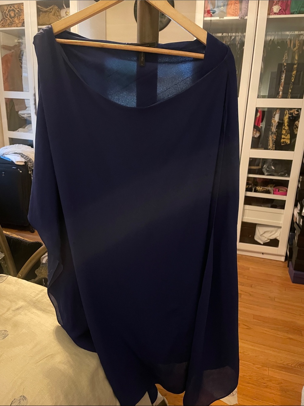 BCBGMaxAzria Navy Blue Chiffon Overlay Dress